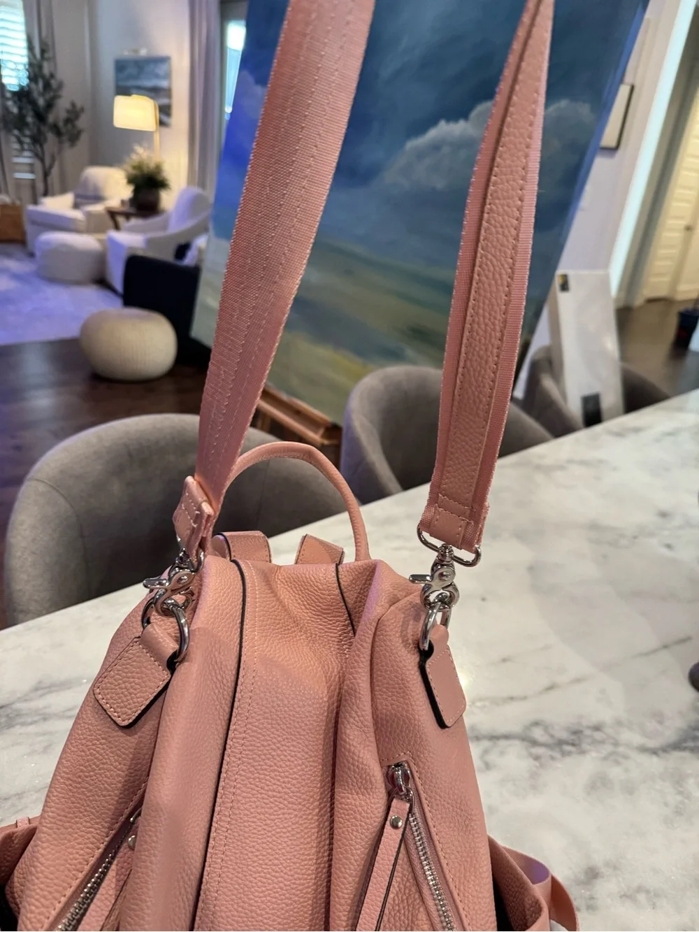 Antitheft Convertible Backpack Purse in Dusty Pink